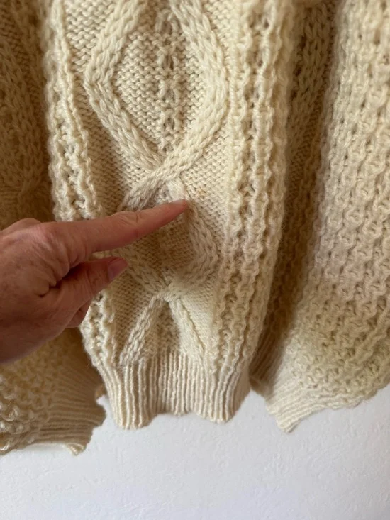 Vtg Gaeltarra Handcrafted Ireland Cable-Knit Crewneck Fisherman Sweater Cream 42 - Picture 10 of 10